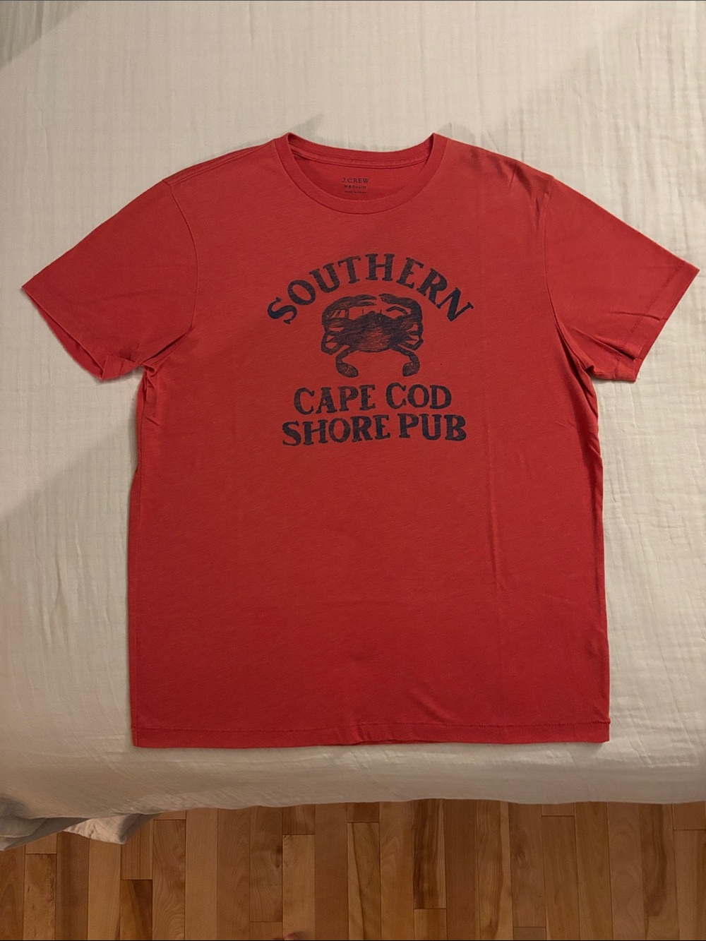 J. Crew Red Short-Sleeve Graphic Tee with Navy Crab Print